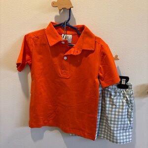 Vibrant Orange Kids Polo & short set